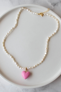 Love Heart Fresh Water Pearl Necklace