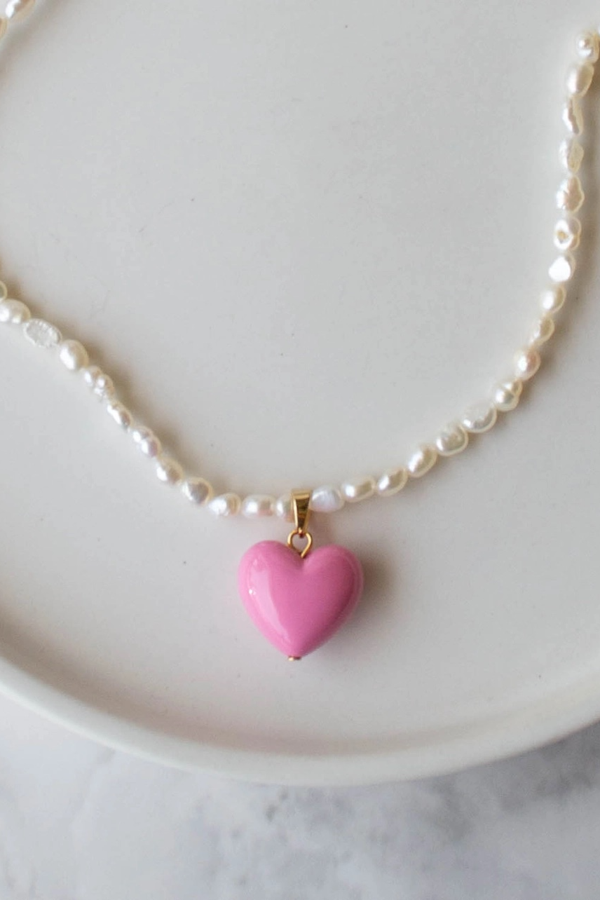 Love Heart Fresh Water Pearl Necklace