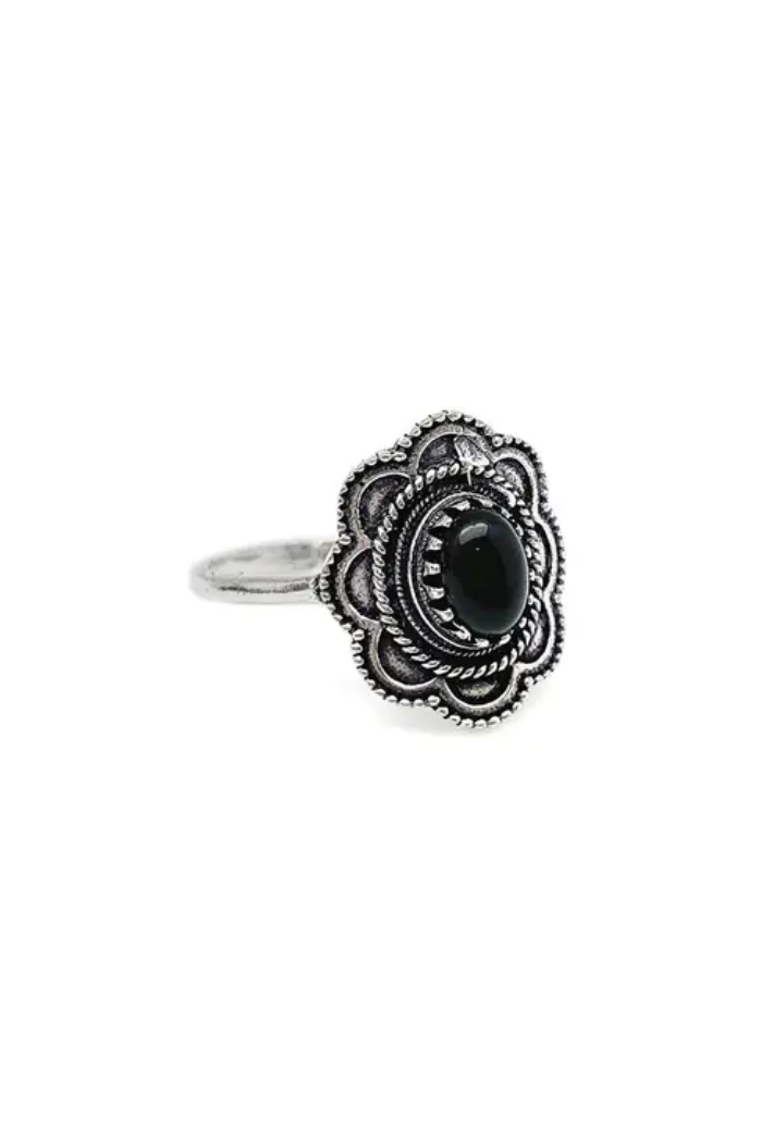 Tanvi Collection Ring - Silver with Black Onyx