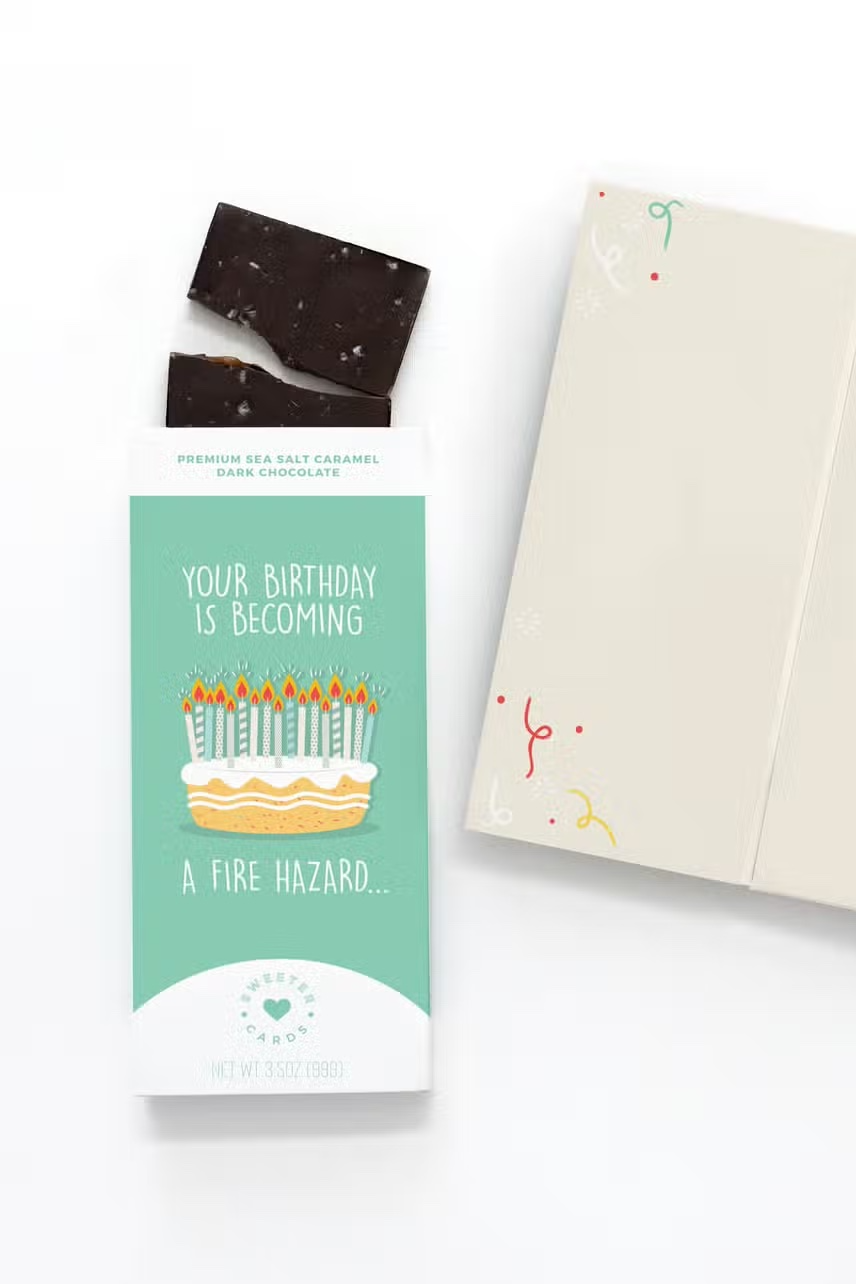 "Happy Birthday" Card + "Complimentary" Chocolate Bar