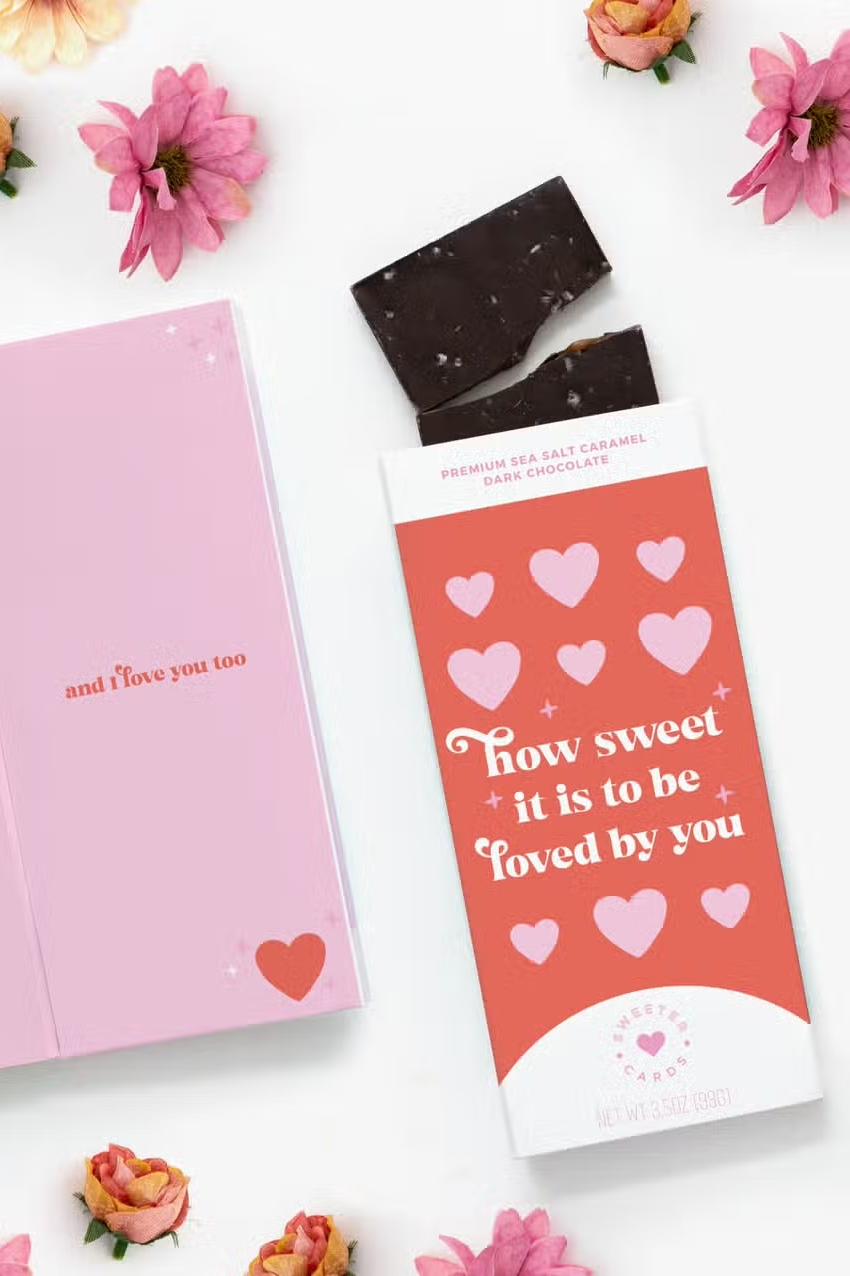 "How Sweet It Is To Be Loved By You" Card + "Complimentary" Chocolate Bar