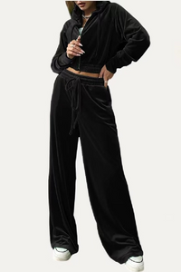 Velvet Cropped Two Piece Set