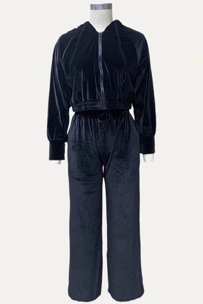 Velvet Cropped Two Piece Set