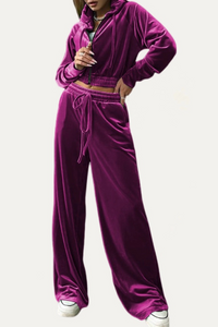 Velvet Cropped Two Piece Set