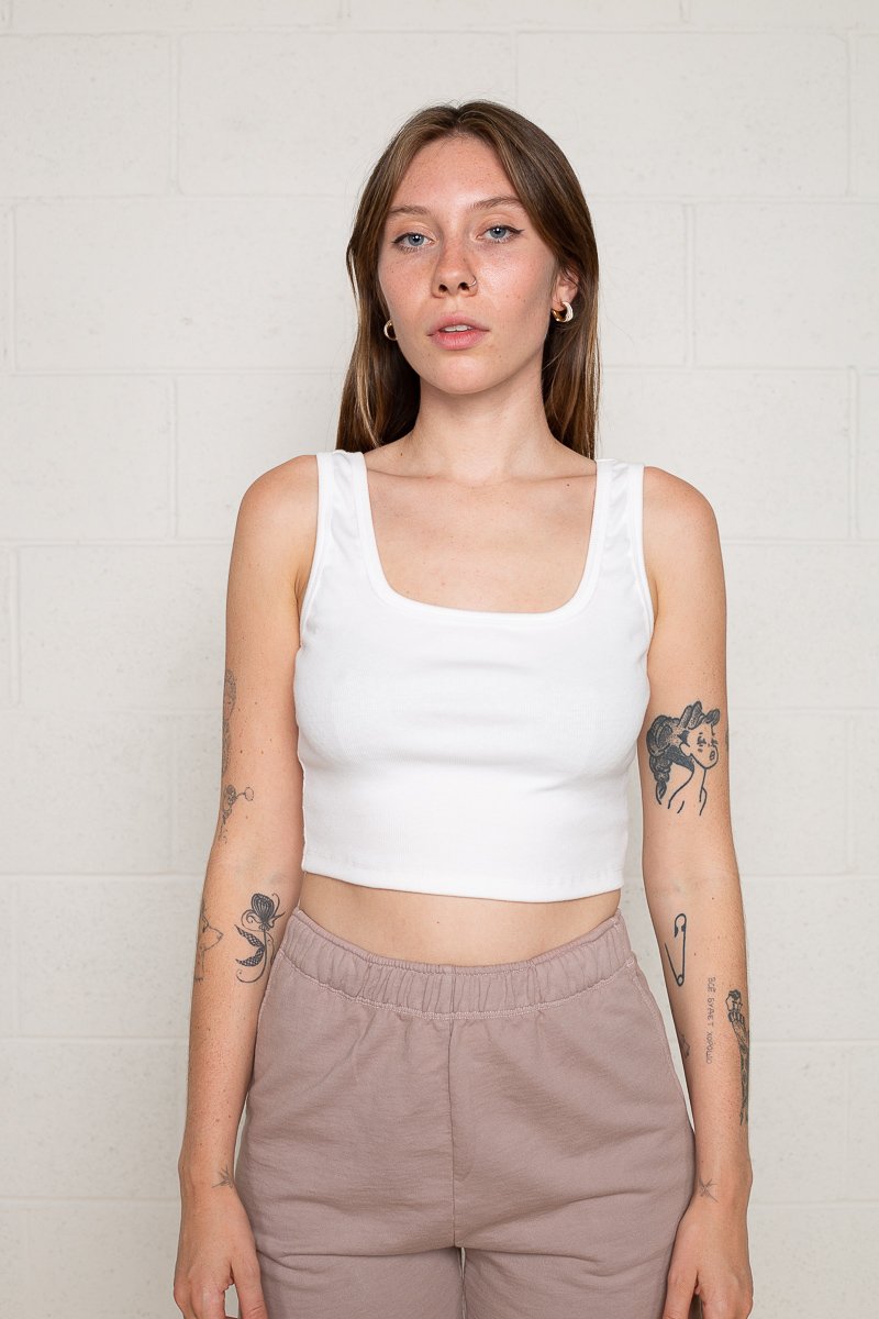 Square Neck Crop Tank | Ivory