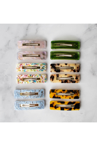 Eco Cellulose Acetate Hair Pin Set - Rectangle Snap