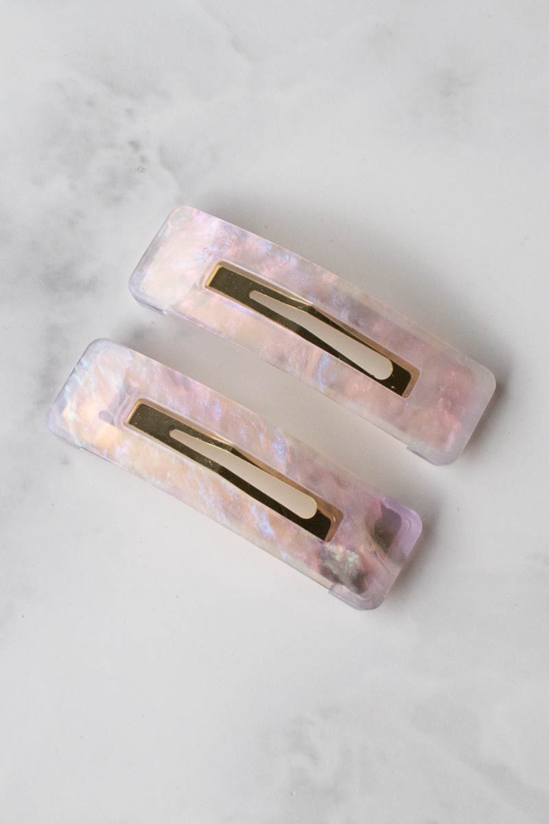 Eco Cellulose Acetate Hair Pin Set - Rectangle Snap