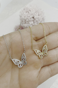 Baguette Cubic Zirconia Butterfly Necklace