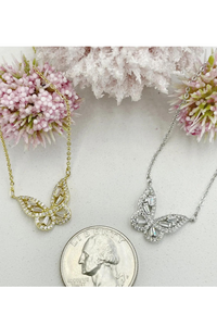 Baguette Cubic Zirconia Butterfly Necklace