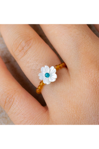 Tiny Flower Gemstone Ring