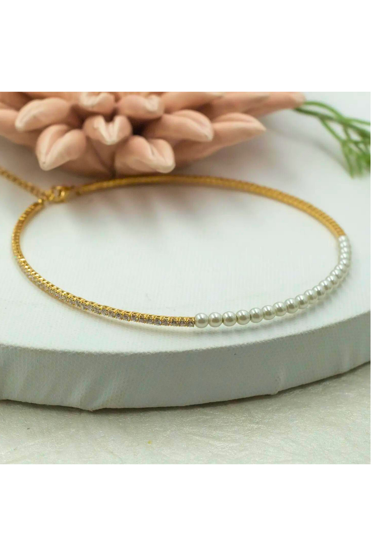 Pearl Cz Bead Choker