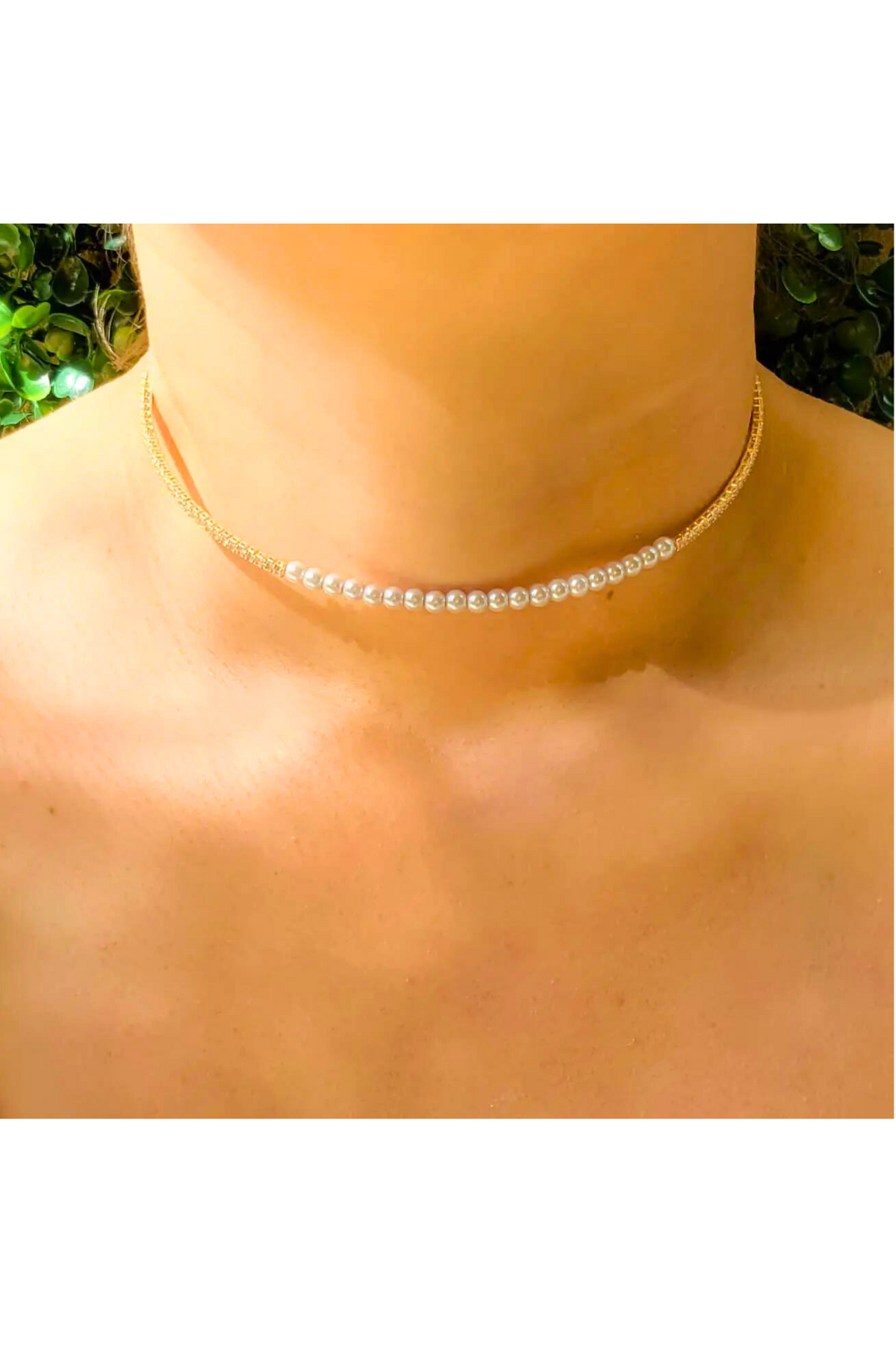 Pearl Cz Bead Choker