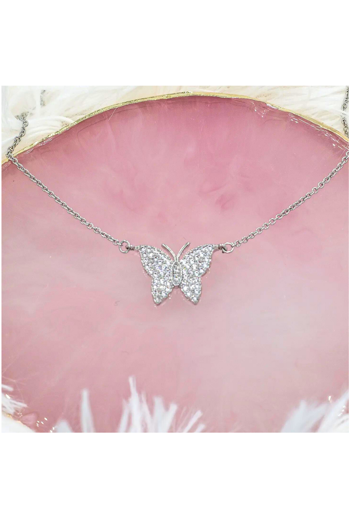 Zirconia Butterfly Necklace | Small