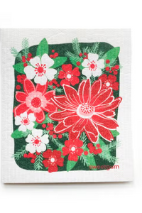 Christmas Flowers Swedish Dishcloth