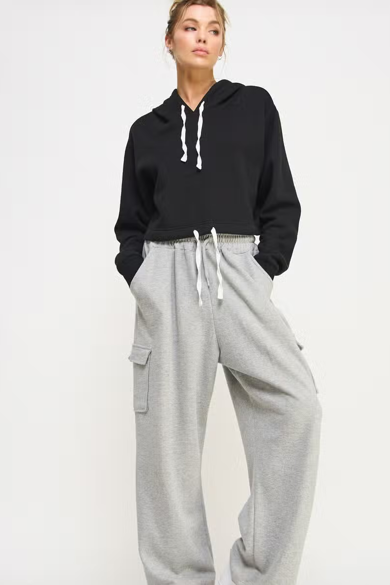 Drawstring-Waist French Terry Hoodie