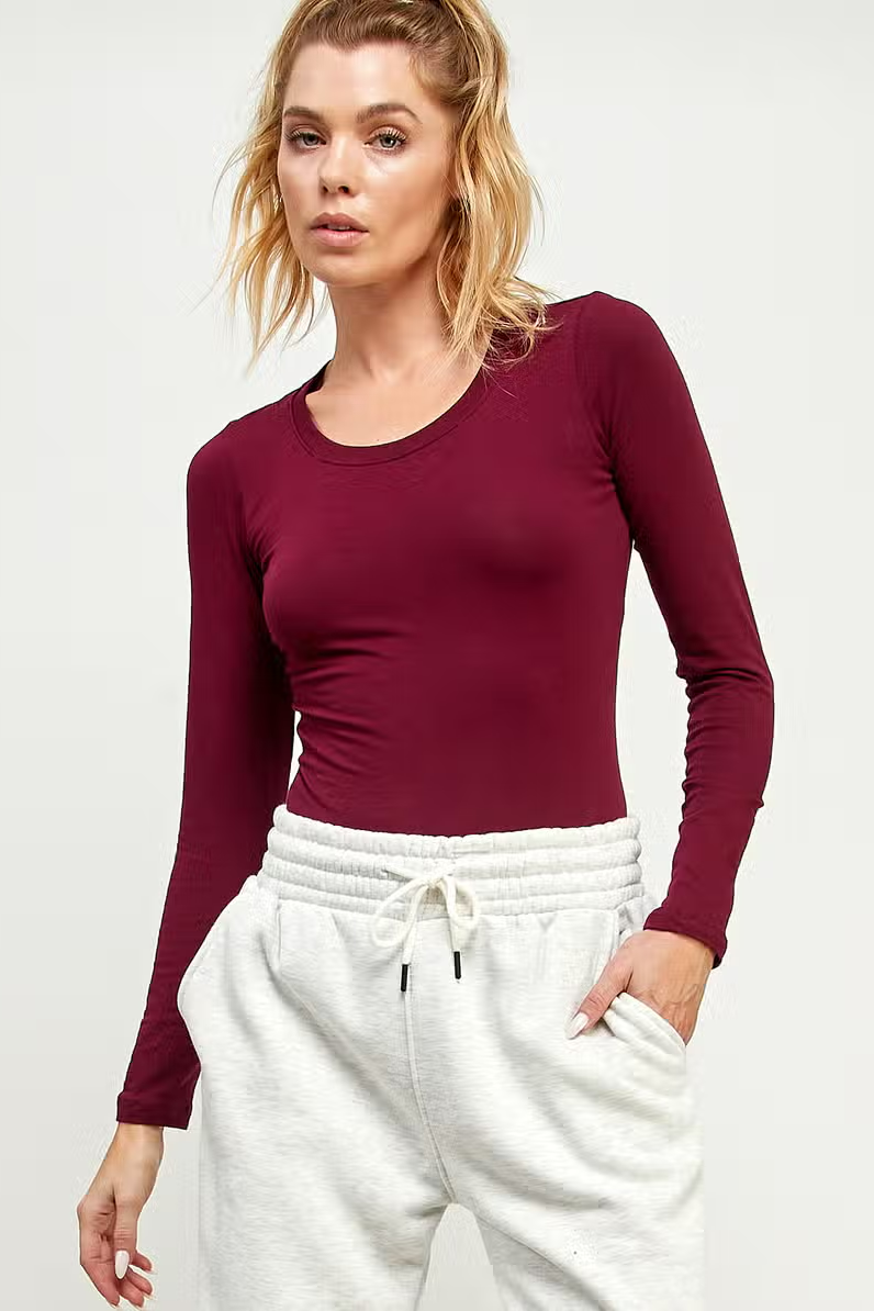 Round Neck Long Sleeve Basic Top