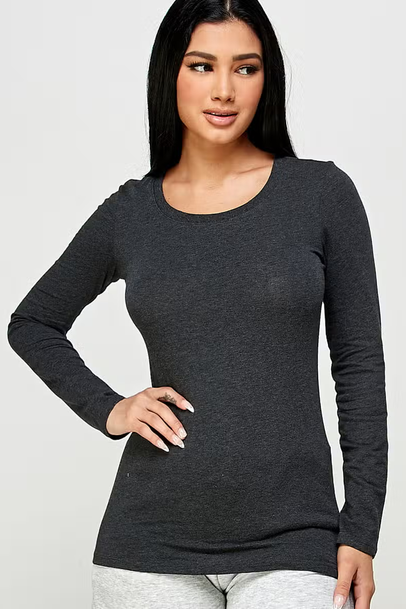 Round Neck Long Sleeve Basic Top