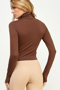 Ruched Turtle Neck Cropped Top