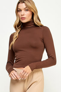 Ruched Turtle Neck Cropped Top