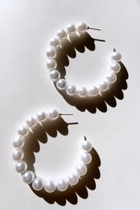 Pearl Beaded Large Hoop Earrings