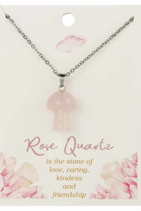 Rose Quartz Mushroom Stone Necklace