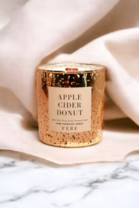 Apple Cider Donut Gold Glass Freckled Candle