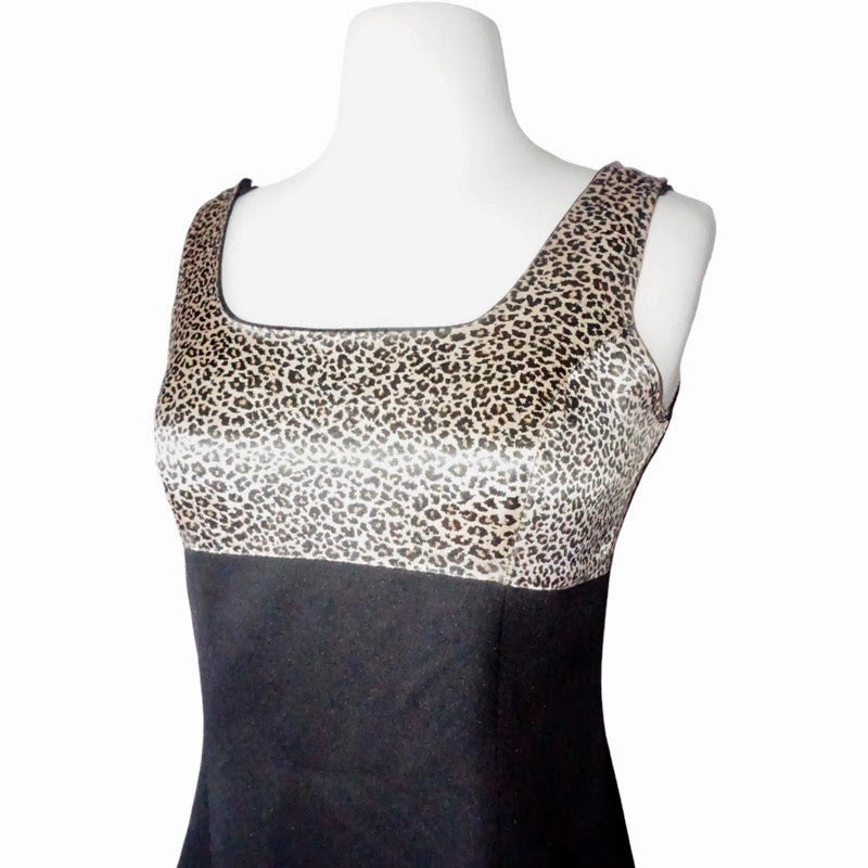 Vintage Black Cheetah Print Mini Dress