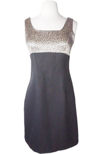 Vintage Black Cheetah Print Mini Dress