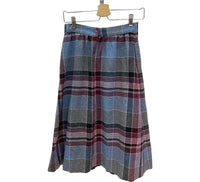 Vintage Blue Plaid Midi Skirt