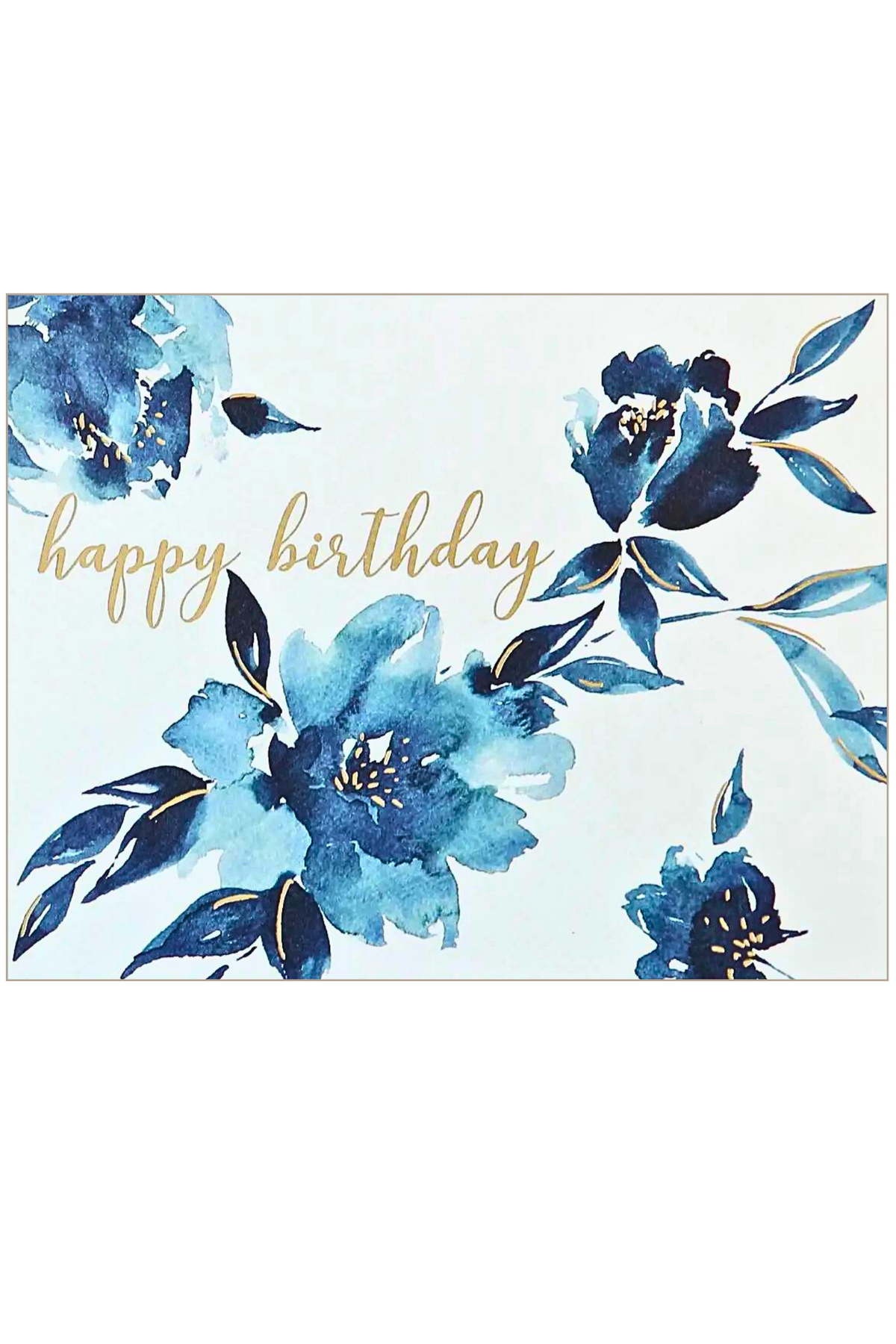 Indigo Floral Birthday Greeting Card