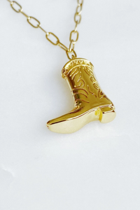 Golden Cowgirl Boot Necklace