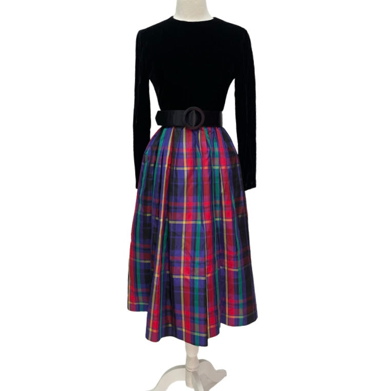 Vintage Plaid Taffeta Dress