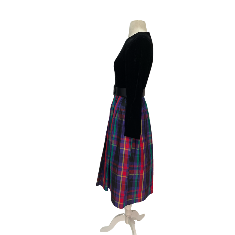 Vintage Plaid Taffeta Dress