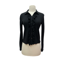 Vintage Black Ruffle Blouse