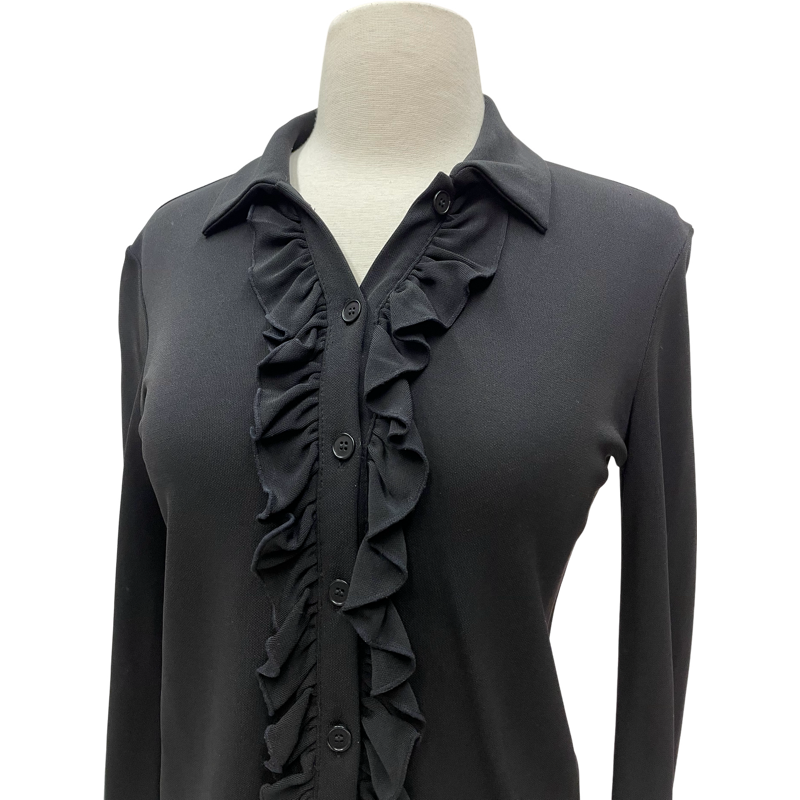 Vintage Black Ruffle Blouse