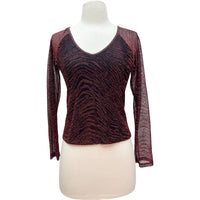 Vintage Red Metallic Print Top