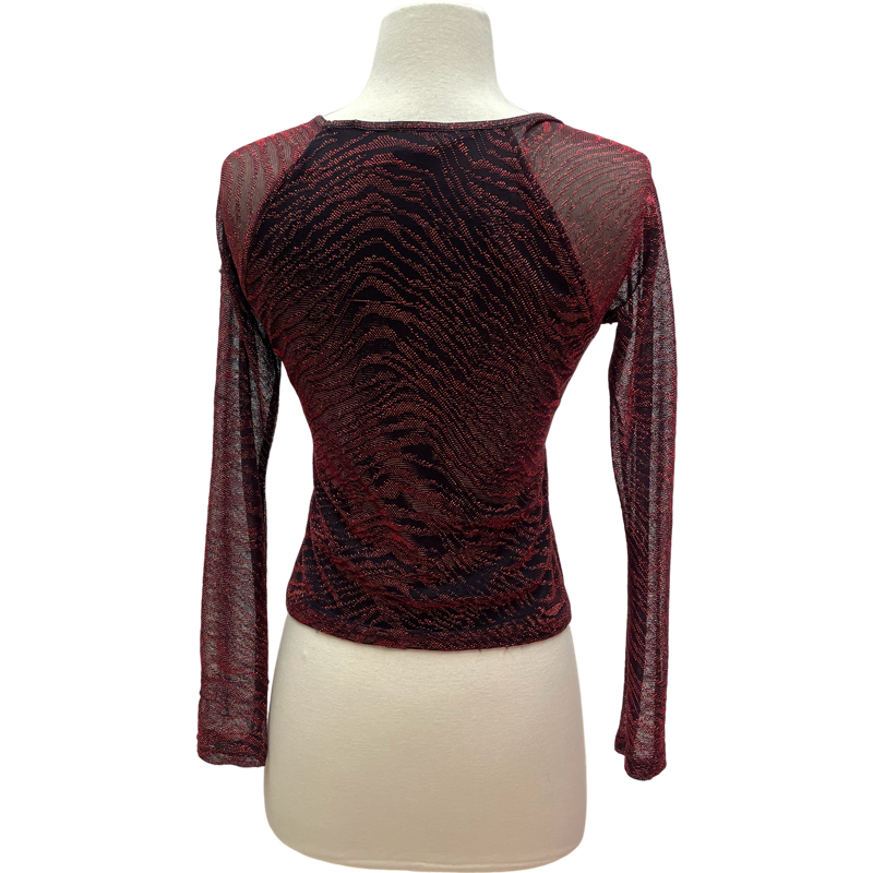 Vintage Red Metallic Print Top