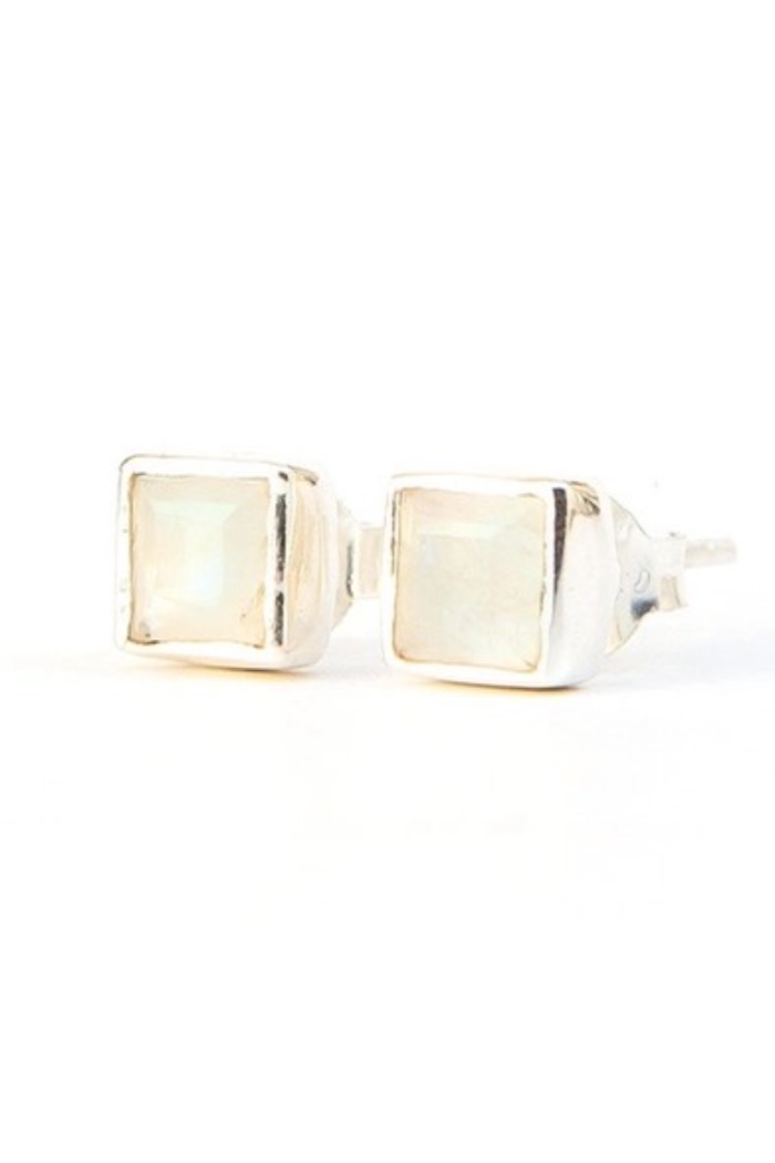 Crystal Waters Sterling Studs - Moonstone