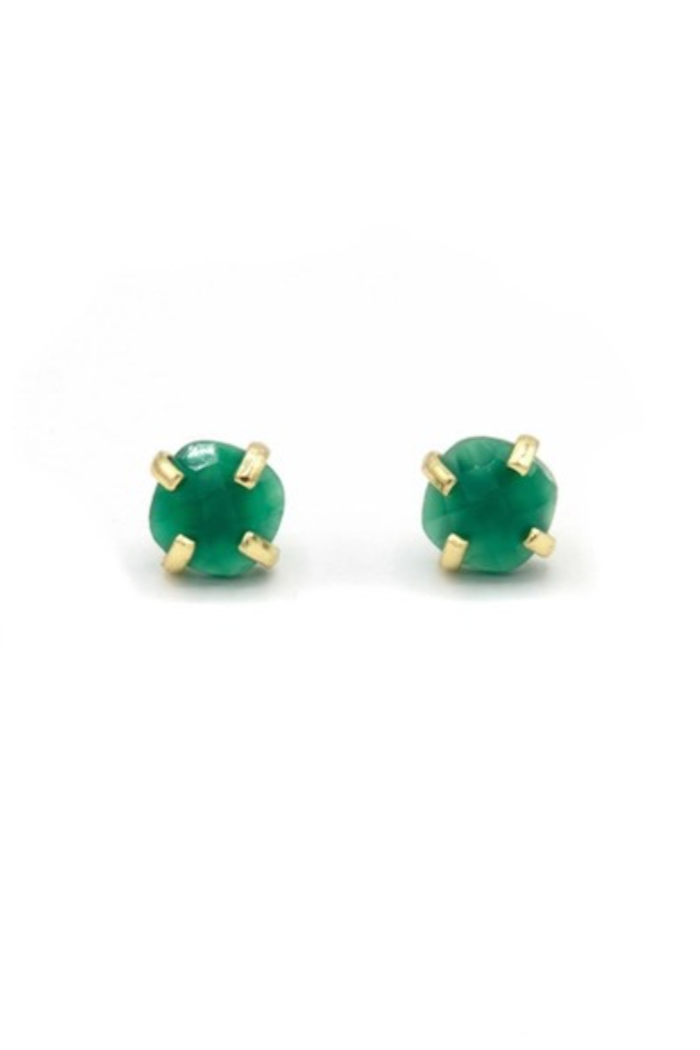 Encaged Green Onyx Studs