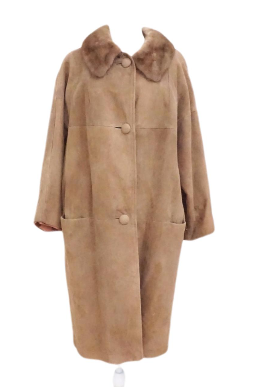 Vintage Tan Suede Leather Overcoat