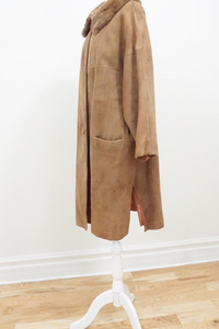 Vintage Tan Suede Leather Overcoat