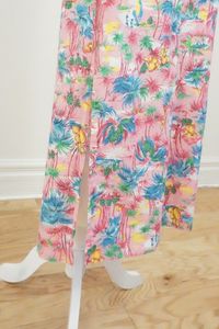 Vintage Pink Palm Tree Print Maxi Dress