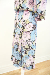 Vintage Purple & Blue Floral Midi Dress