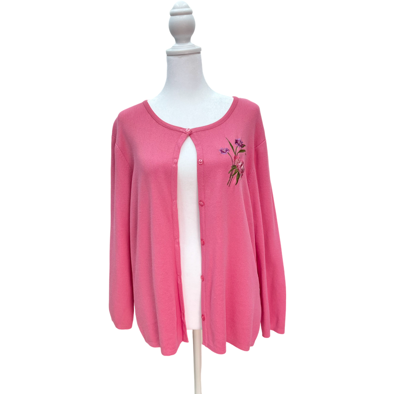 Pink Embroidered Cardigan