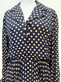 Navy Blue Polka Dot Midi Dress