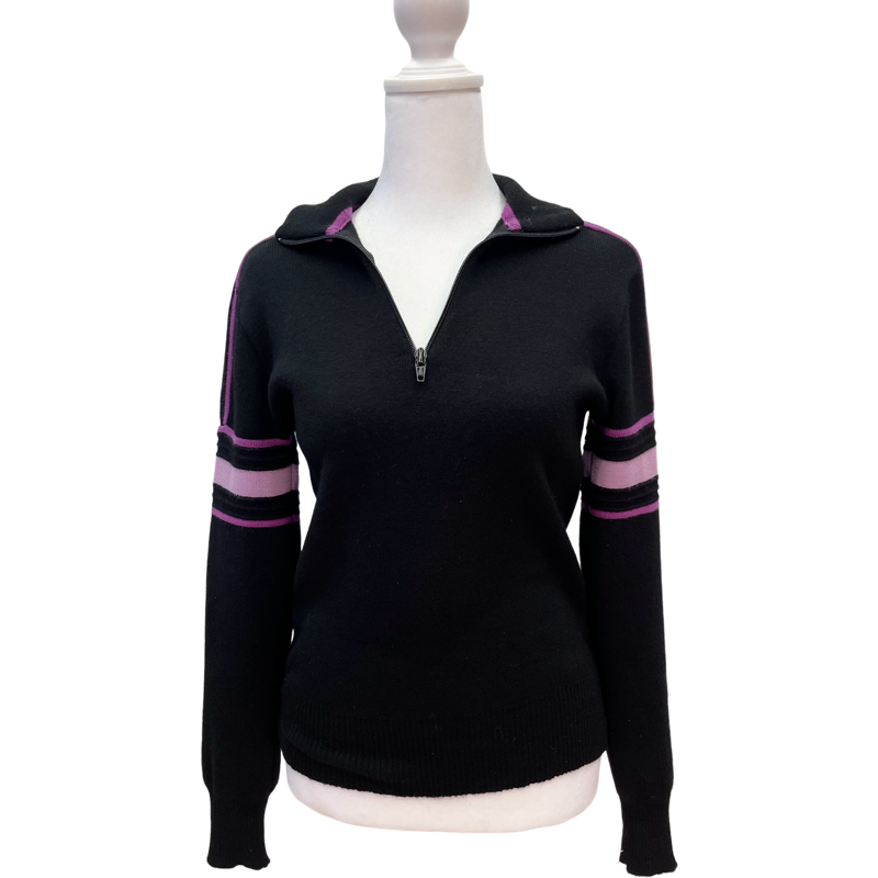 Purple Striped Quarter-Zip Sweater