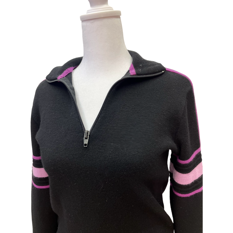 Purple Striped Quarter-Zip Sweater