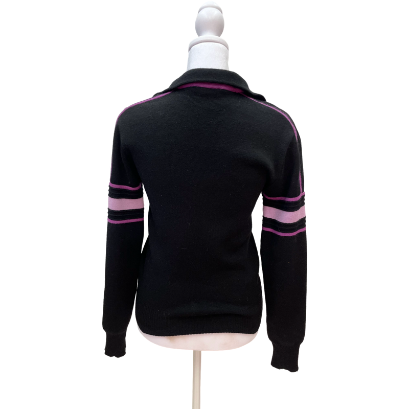 Purple Striped Quarter-Zip Sweater