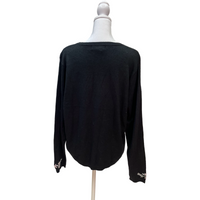 Black Bead Embroidered Silk Sweater