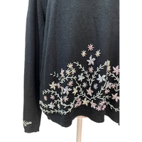 Black Bead Embroidered Silk Sweater